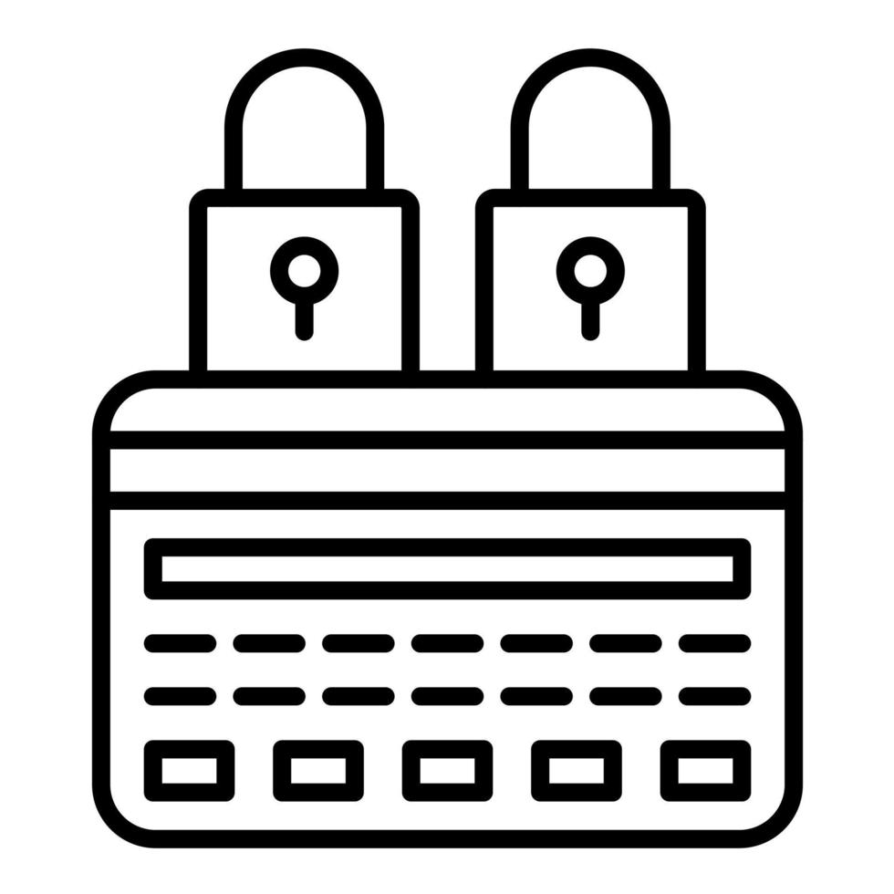 icône de ligne verrouillée par carte de crédit vecteur