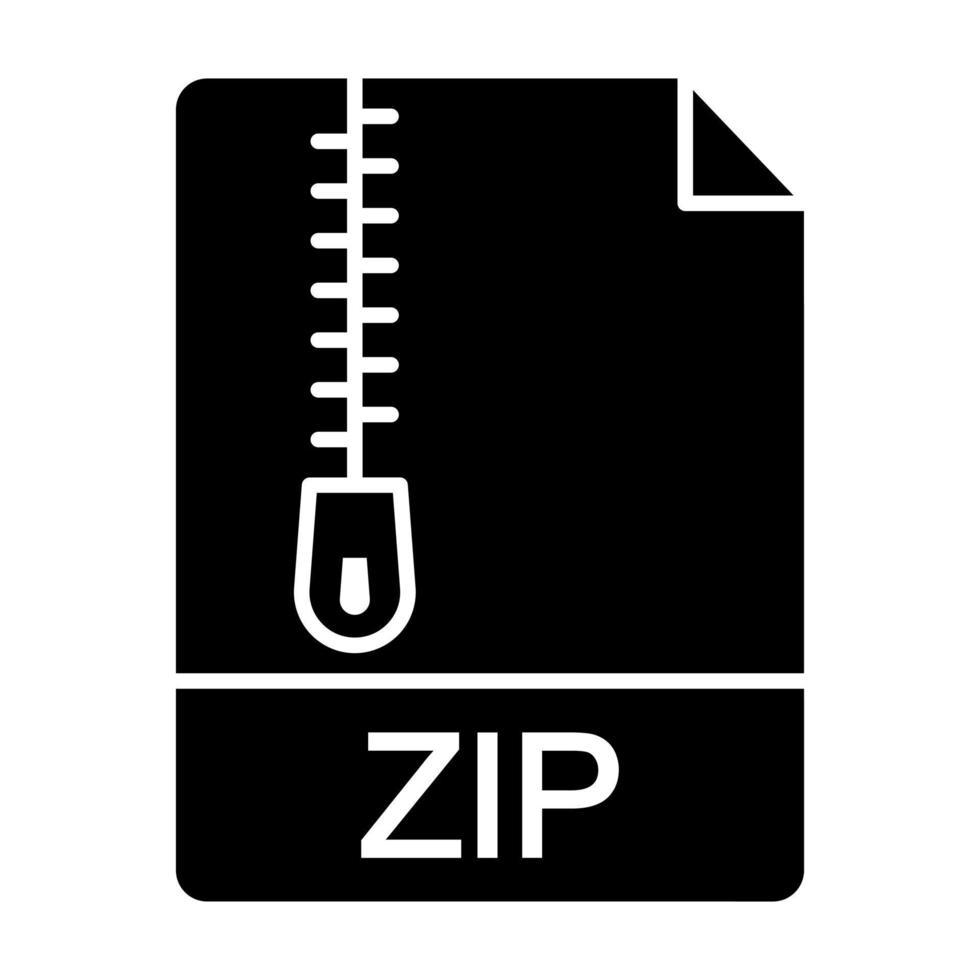icône de glyphe de fichier zip vecteur