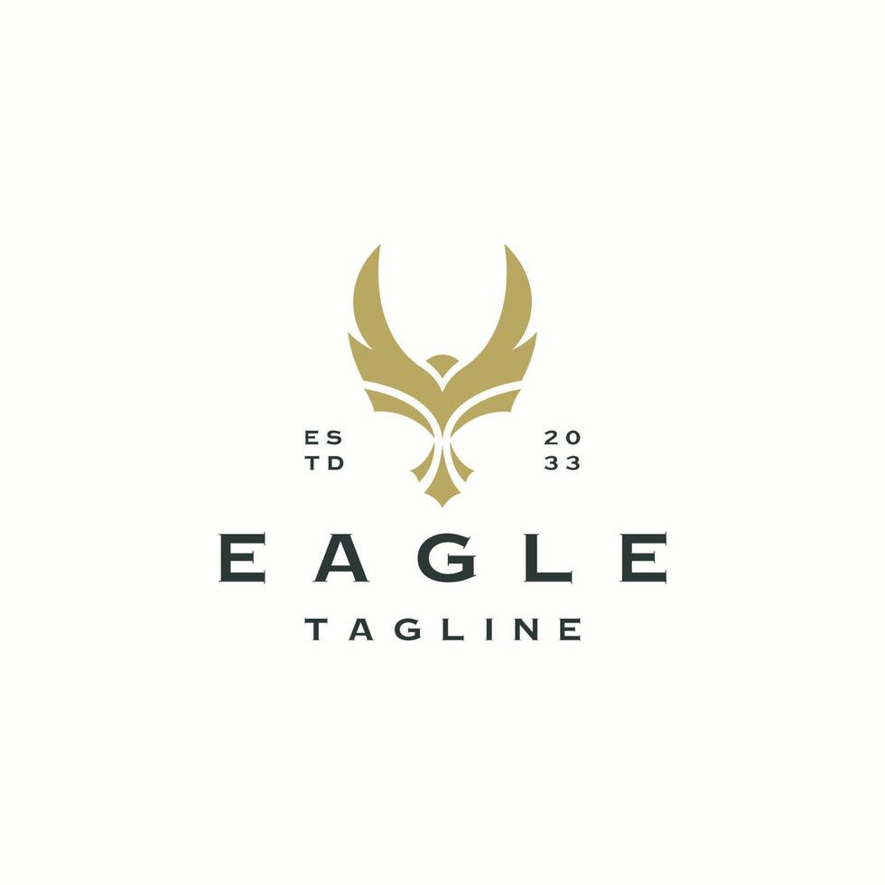 modèle de conception d'icône de logo d'oiseau d'aigle luxueux, or, vecteur plat élégant