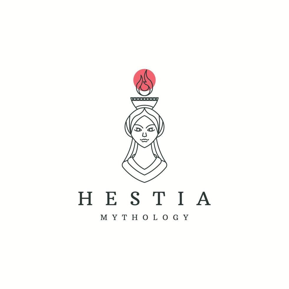 hestia l'ancienne déesse grecque vierge du foyer logo icône modèle de conception style de ligne vecteur plat