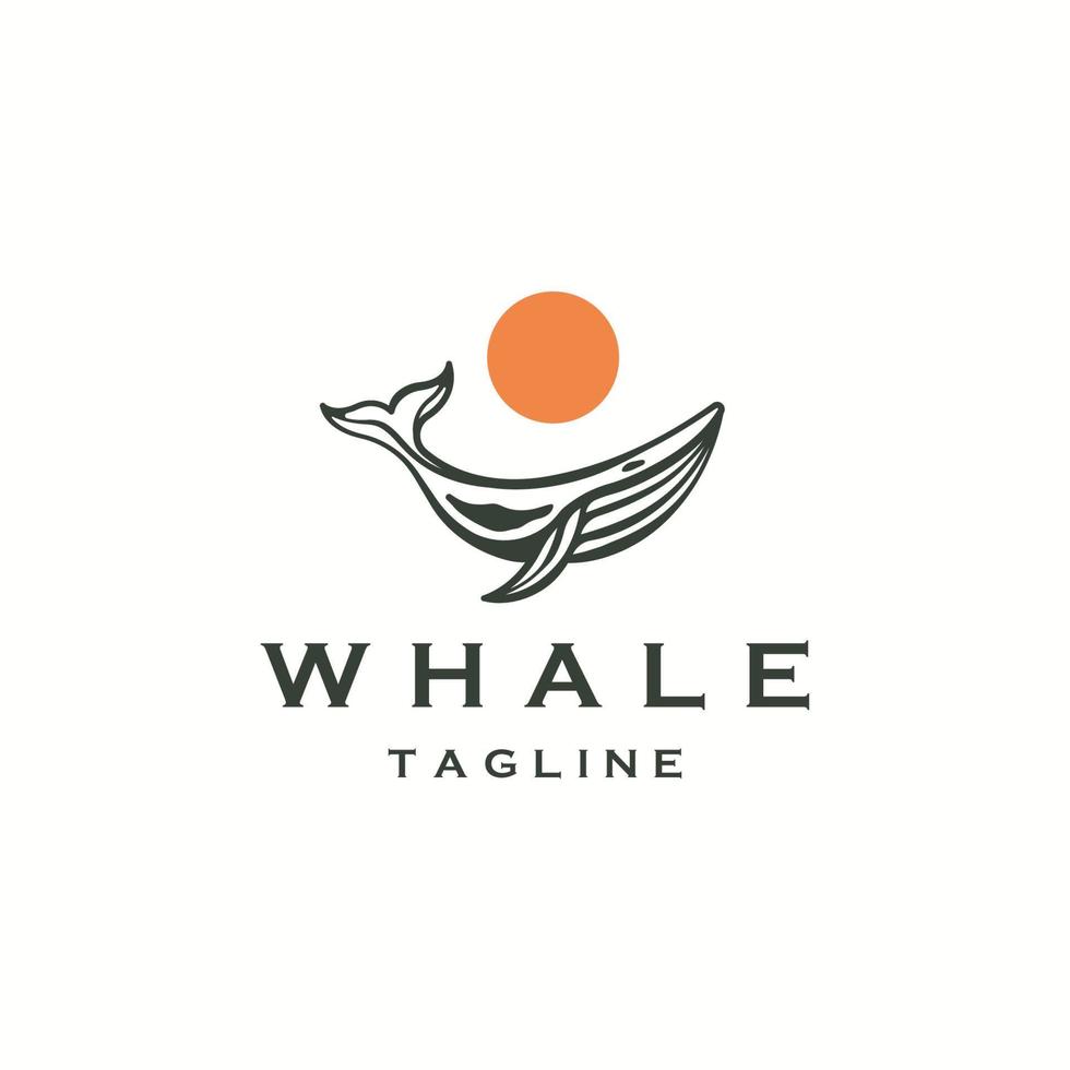 modèle de conception d'icône de logo de poisson baleine vecteur plat