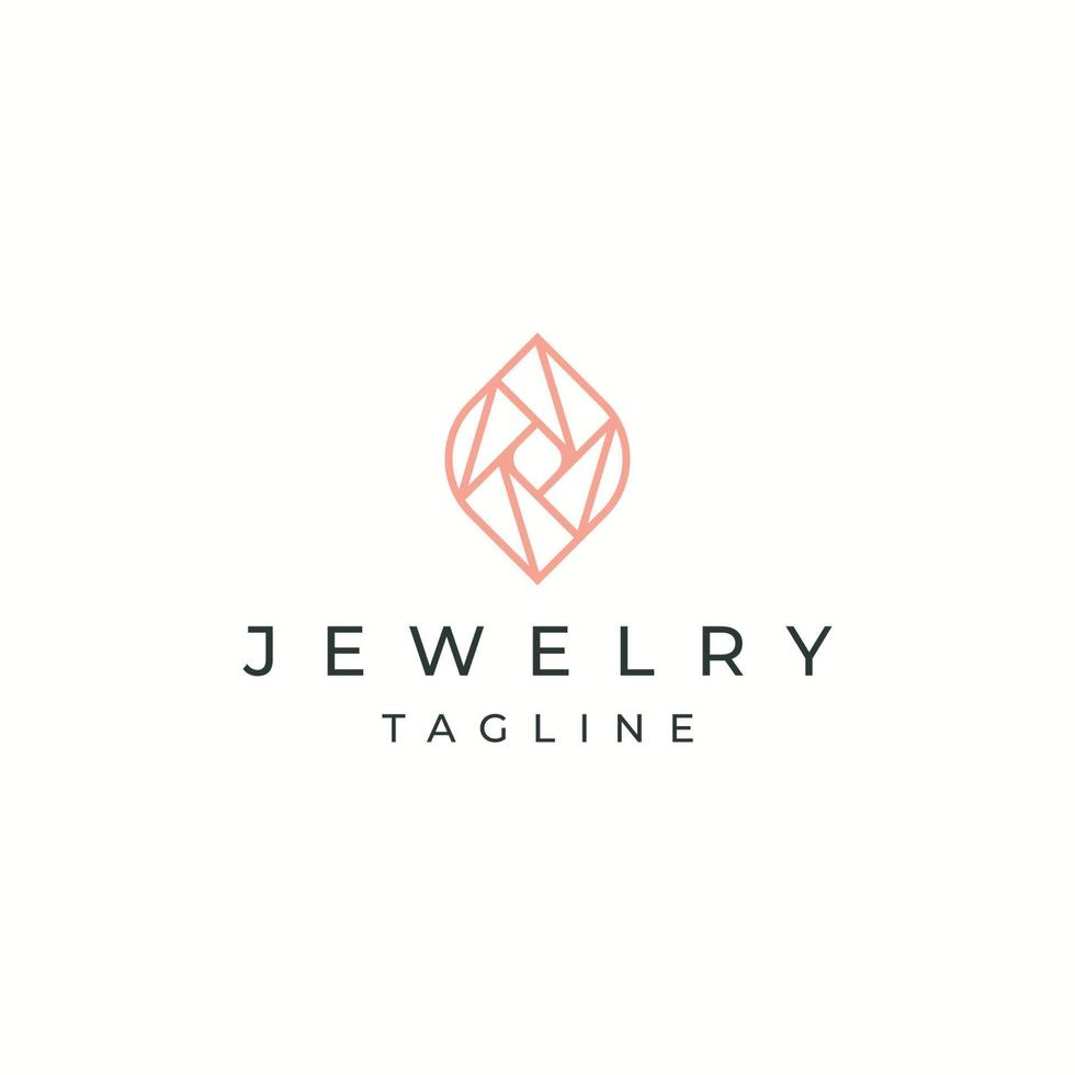 bijoux de luxe avec modèle de conception d'icône de logo de style art en ligne. élégant, or, vecteur plat