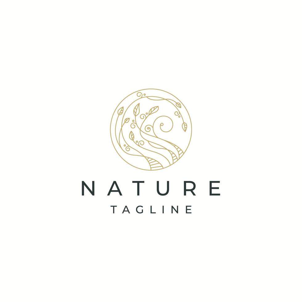 nature luxueuse, feuille, arbre ou fleur logo botanique icône modèle de conception vecteur plat