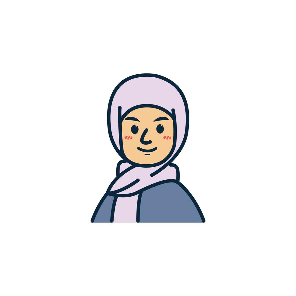 beau hijab musulman fille enfants face portrait plat illustration pour photo de profil vecteur