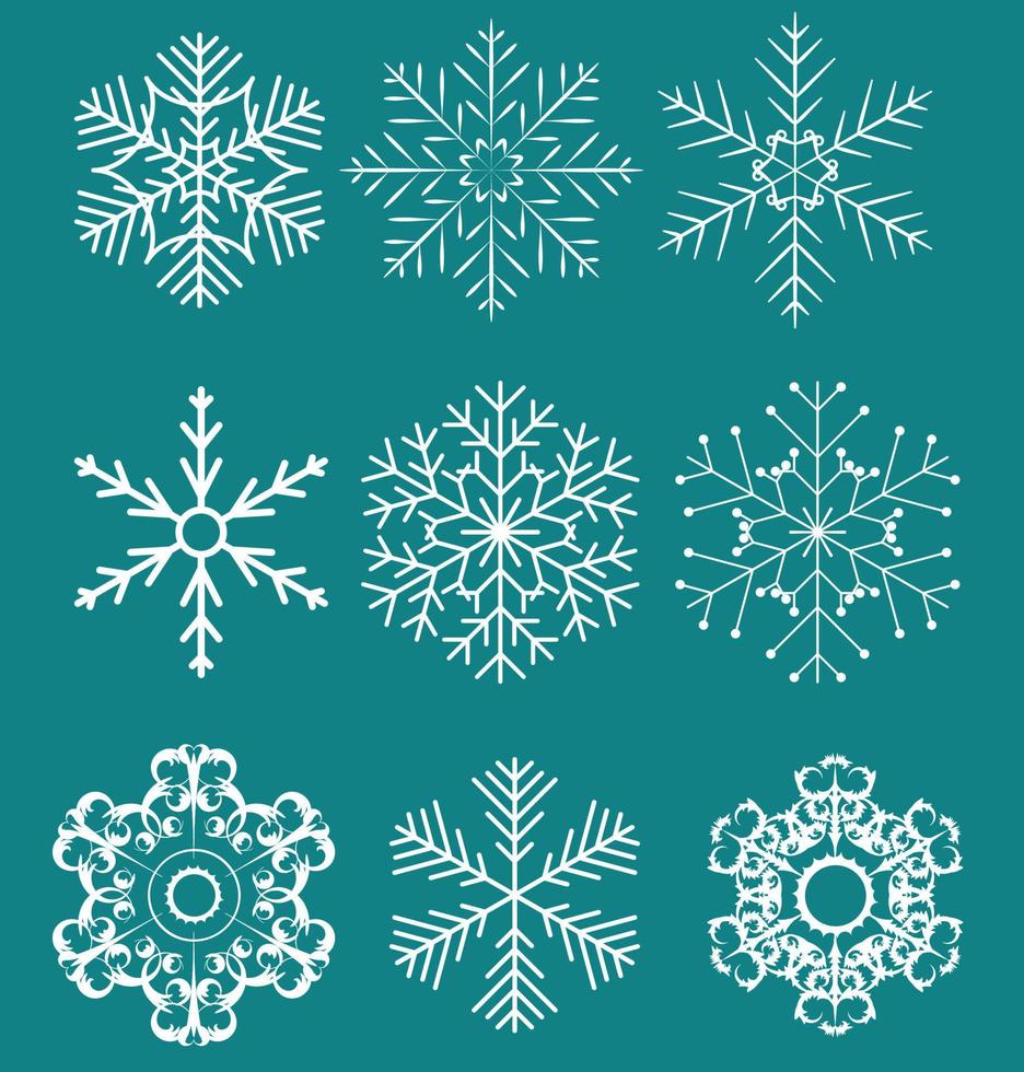 ensemble d'illustration vectorielle de beaux flocons de neige vecteur