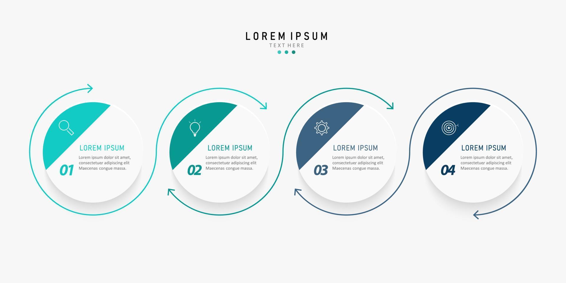 modèle de conception d'étiquettes infographiques vectorielles avec icônes et 4 options ou étapes. peut être utilisé pour le diagramme de processus, les présentations, la mise en page du flux de travail, la bannière, l'organigramme, le graphique d'informations. vecteur