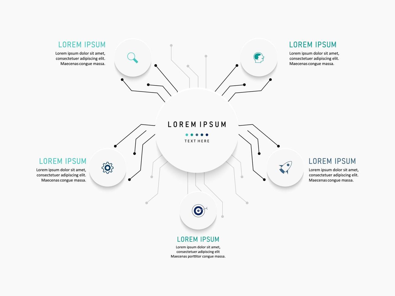 modèle de conception d'étiquettes infographiques vectorielles avec icônes et 5 options ou étapes. peut être utilisé pour le diagramme de processus, les présentations, la mise en page du flux de travail, la bannière, l'organigramme, le graphique d'informations. vecteur