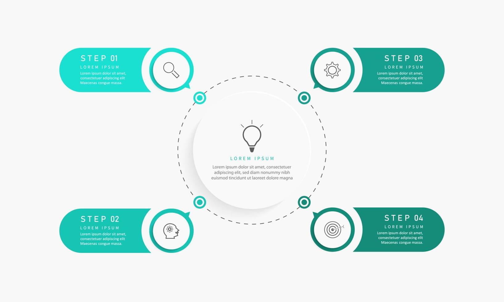 modèle de conception d'étiquettes infographiques vectorielles avec icônes et 4 options ou étapes. peut être utilisé pour le diagramme de processus, les présentations, la mise en page du flux de travail, la bannière, l'organigramme, le graphique d'informations. vecteur