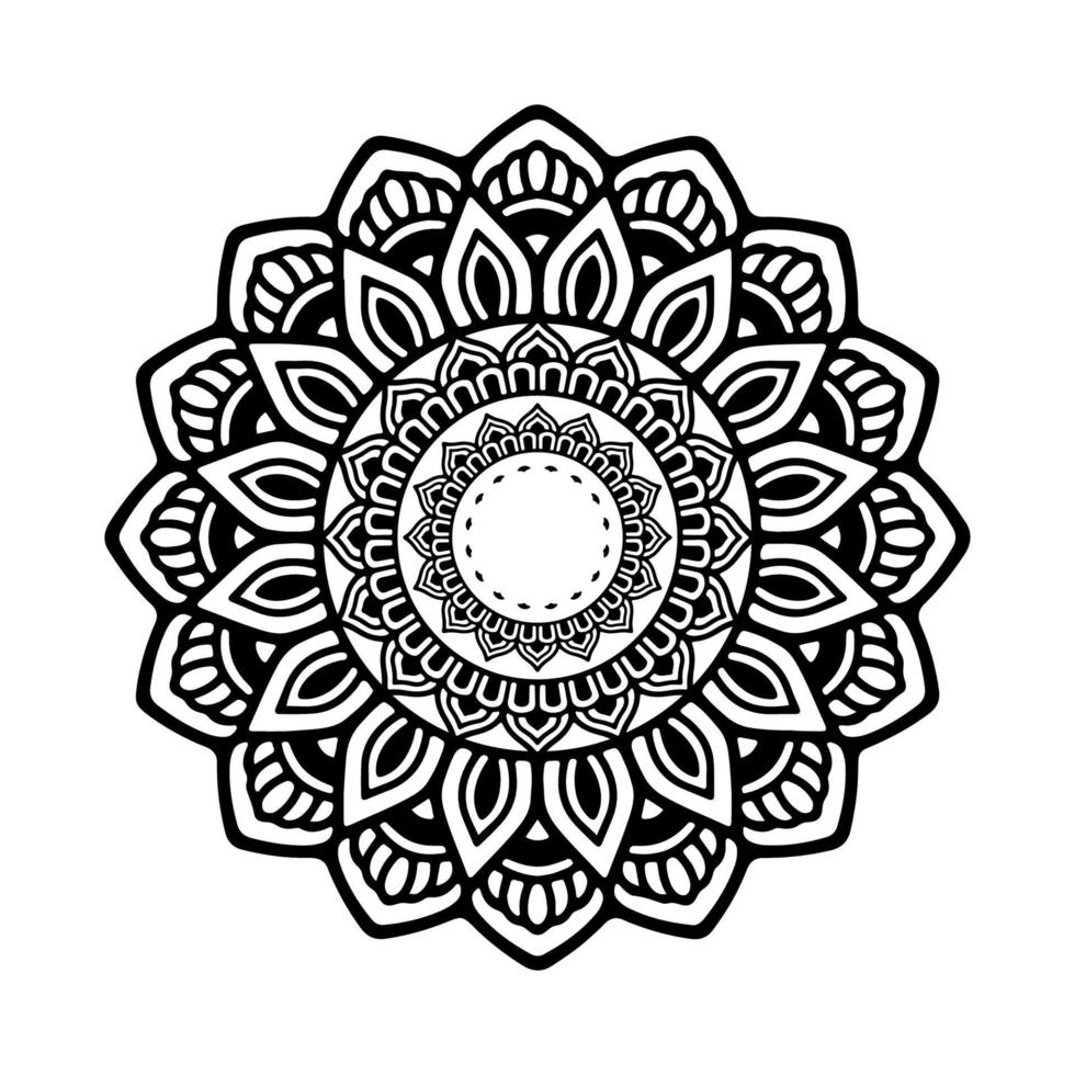 mandala noir pour la conception. motif circulaire de mandala pour le henné, le mehndi, le tatouage, la décoration. ornement décoratif de style oriental ethnique. page de livre de coloriage. vecteur
