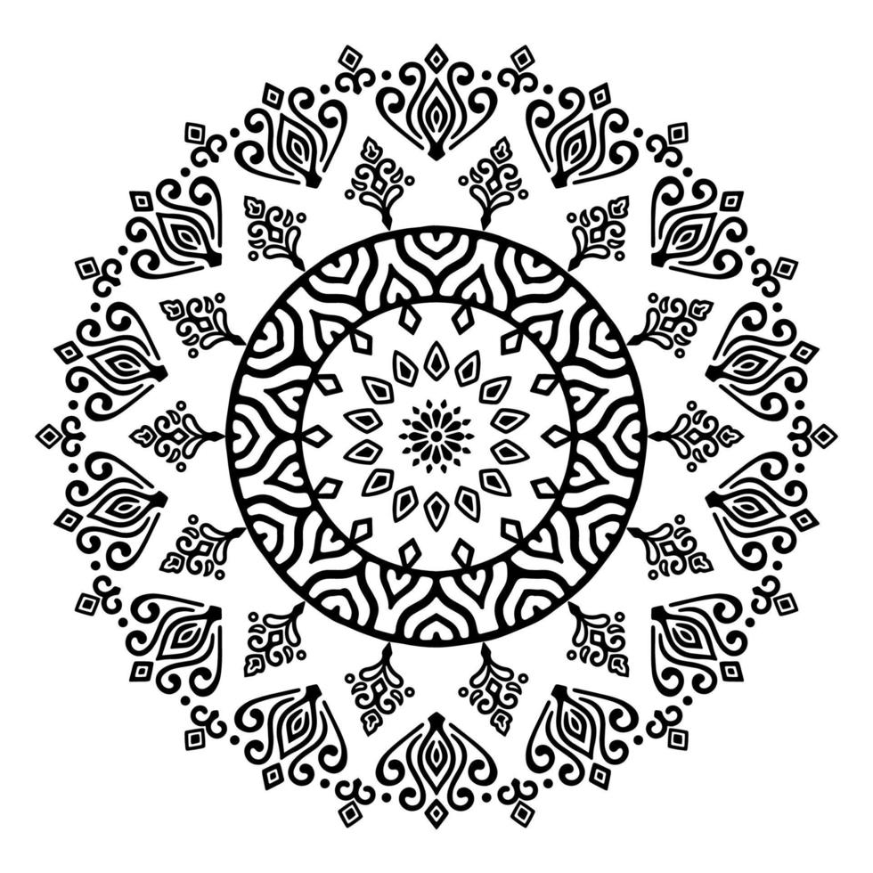 mandala noir pour la conception. motif circulaire de mandala pour le henné, le mehndi, le tatouage, la décoration. ornement décoratif de style oriental ethnique. page de livre de coloriage. vecteur