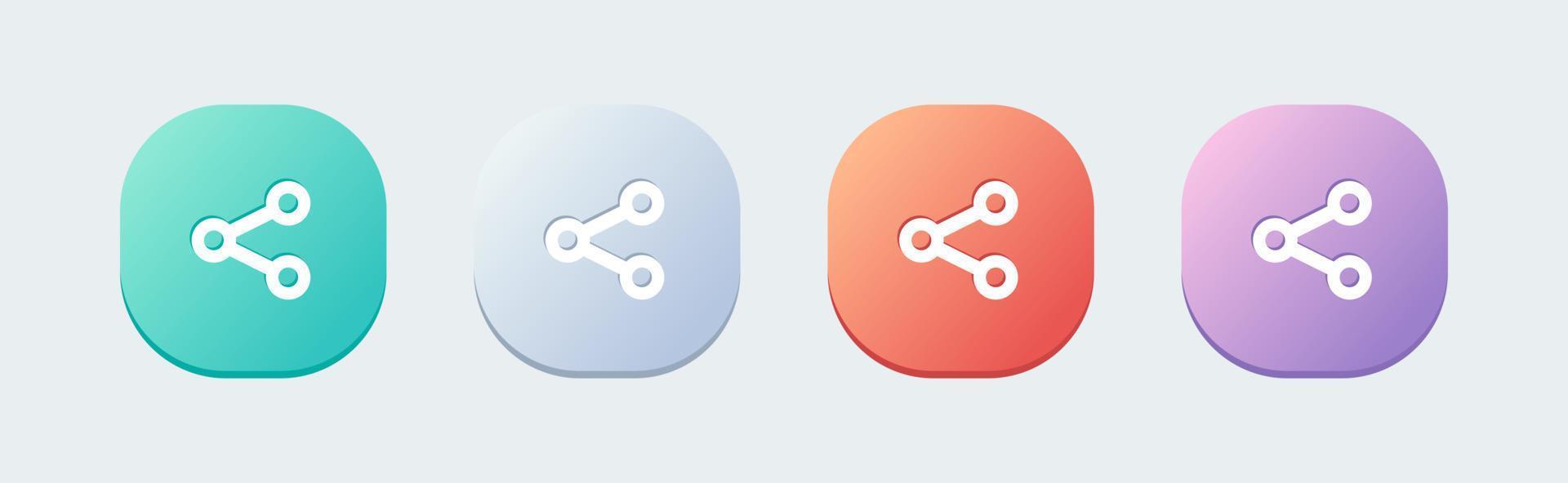 partager des icônes de ligne définies dans un style design plat. connexion, partage de données, symbole de lien, partage réseau, ensemble de boutons d'icône de partage. vecteur