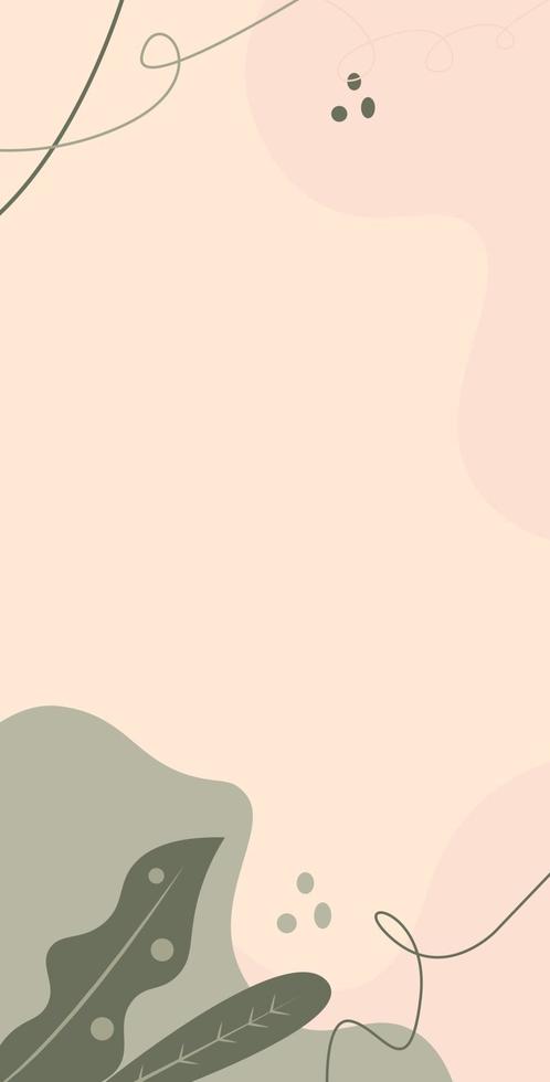 fond vertical minimal avec des formes abstraites organiques dans des couleurs pastel. beau modèle de bannière de médias sociaux pastel. vecteur