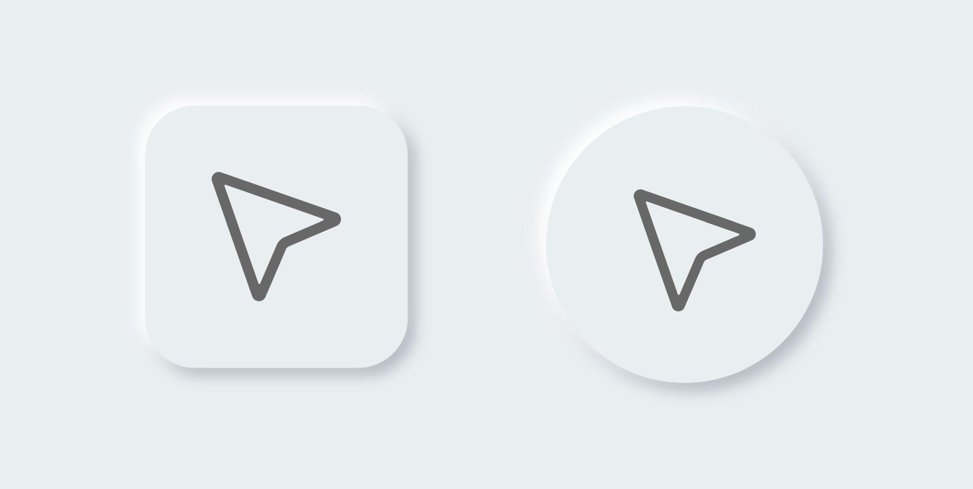 curseur d'ordinateur ou icône de contour de pointeur dans un style de conception néomorphique. icône de pointeur de flèche pour les applications ou le site Web. vecteur