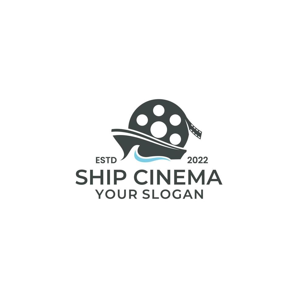 vecteur de symbole de conception de logo de cinéma de navire