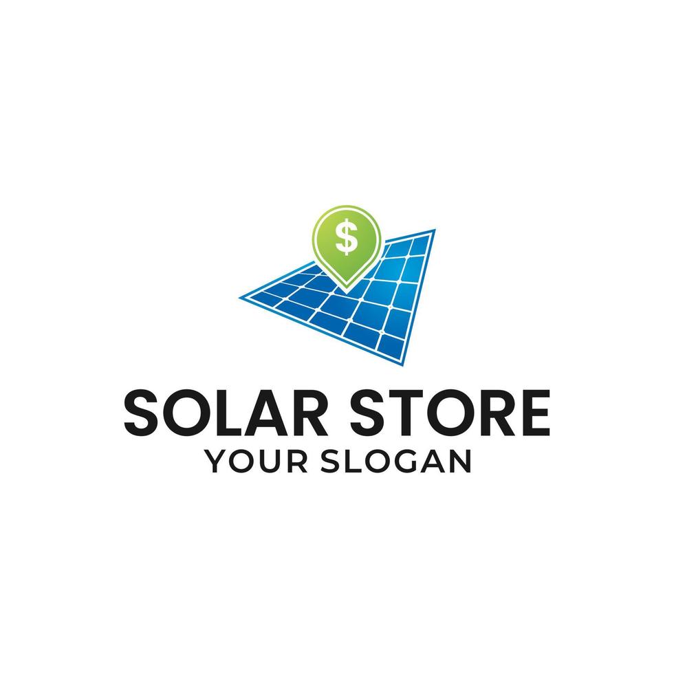 illustration vectorielle de conception de logo de panneau solaire de boutique vecteur