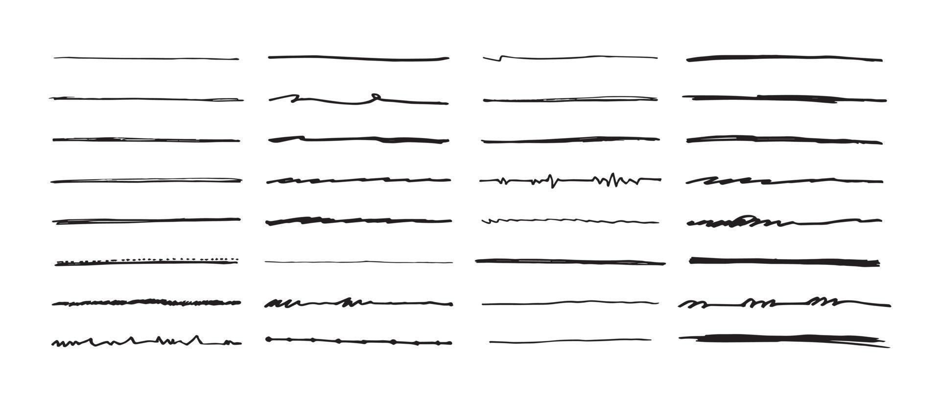 ensemble vectoriel de soulignement dessiné à la main.