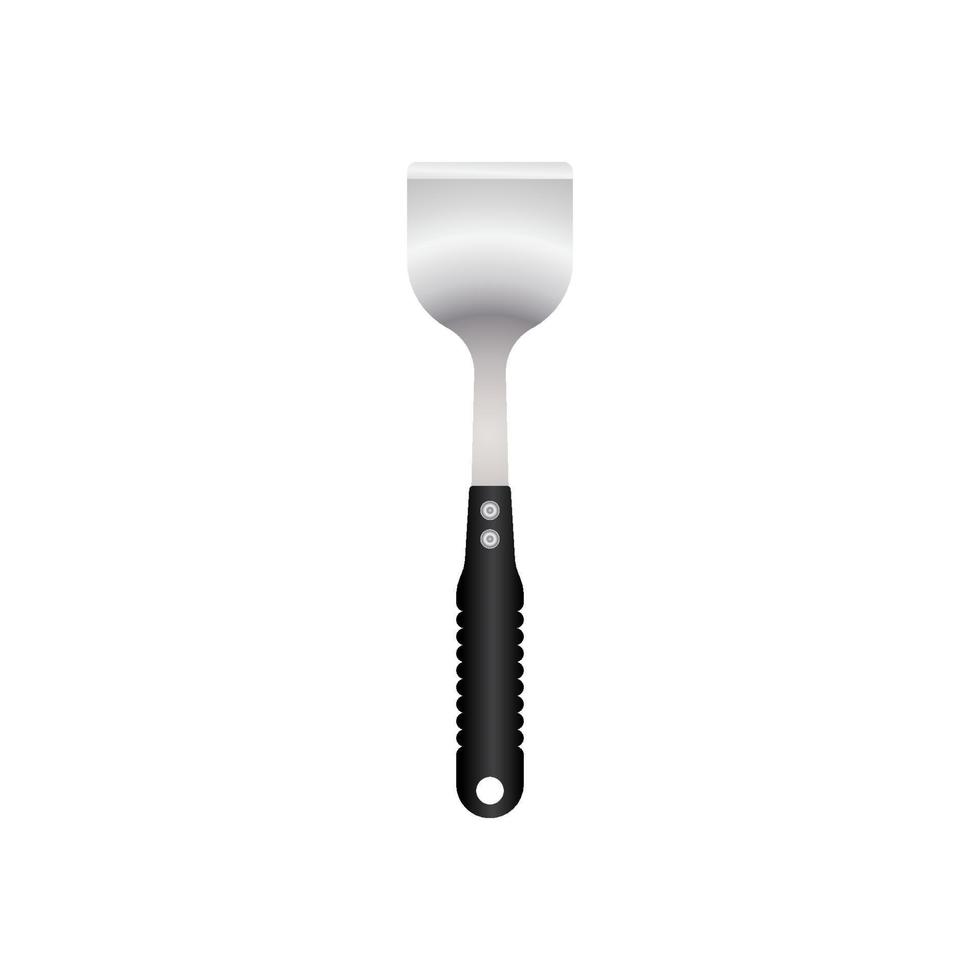 illustration vectorielle d'ustensile de spatule à hamburger isoalted sur fond blanc. outil en métal pour cuisiner avec manche résistant à la chaleur. adapté à une maquette réaliste 3d. vecteur