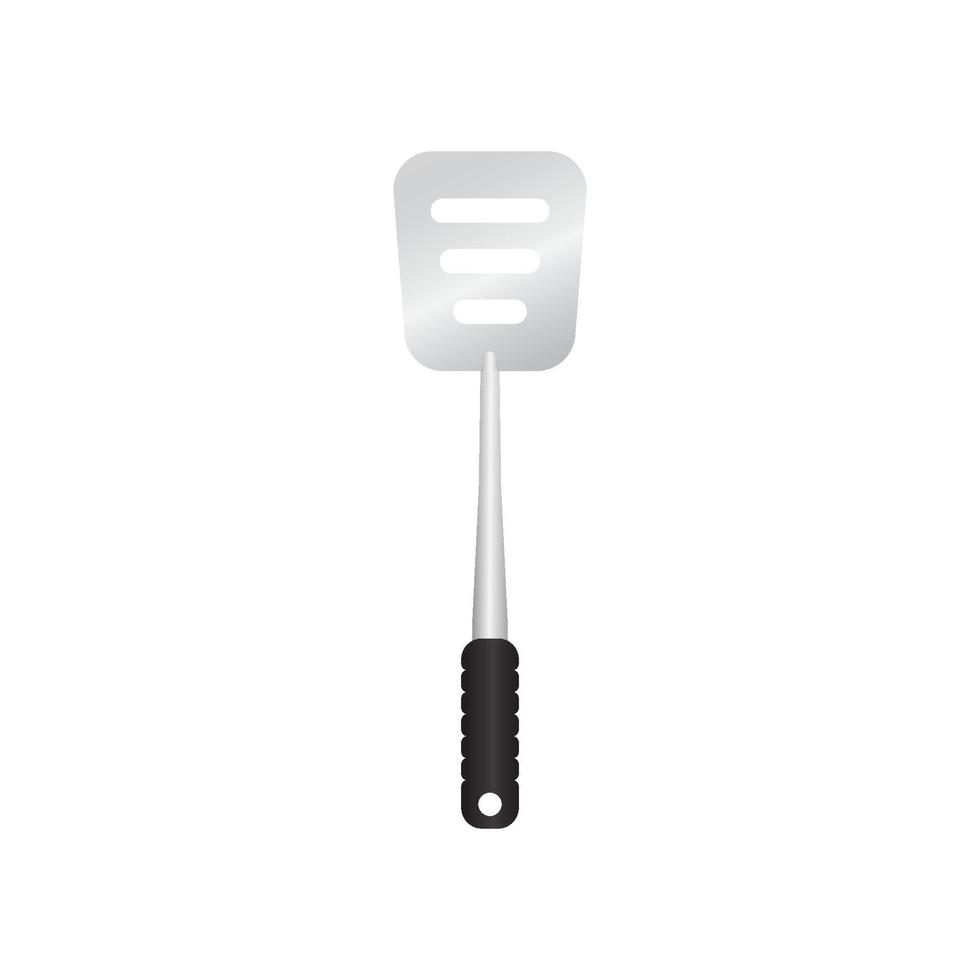 illustration vectorielle d'ustensile de spatule isoalted sur fond blanc. outil en métal pour la friture avec poignée résistante à la chaleur. adapté à une maquette réaliste 3d. vecteur