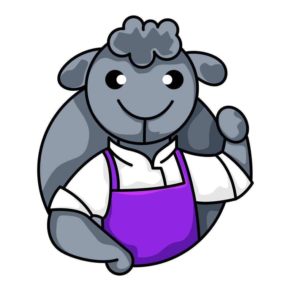 modèle de conception de logo de chef de mouton mignon vecteur