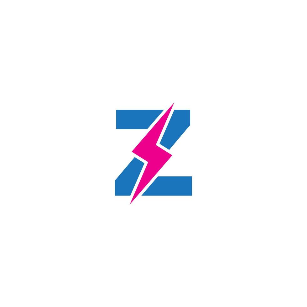 modèle de conception de logo initial lettre z. alphabet avec concept de logo de forme de tonnerre. thème de couleur bleu et rouge vif. isolé sur fond blanc vecteur