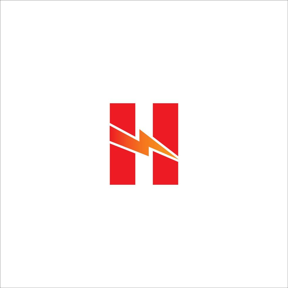 lettre h modèle de conception de logo initial. alphabet avec concept de logo icône coup de foudre. thème de couleur de gradation rouge et orange. isolé sur fond blanc. vecteur