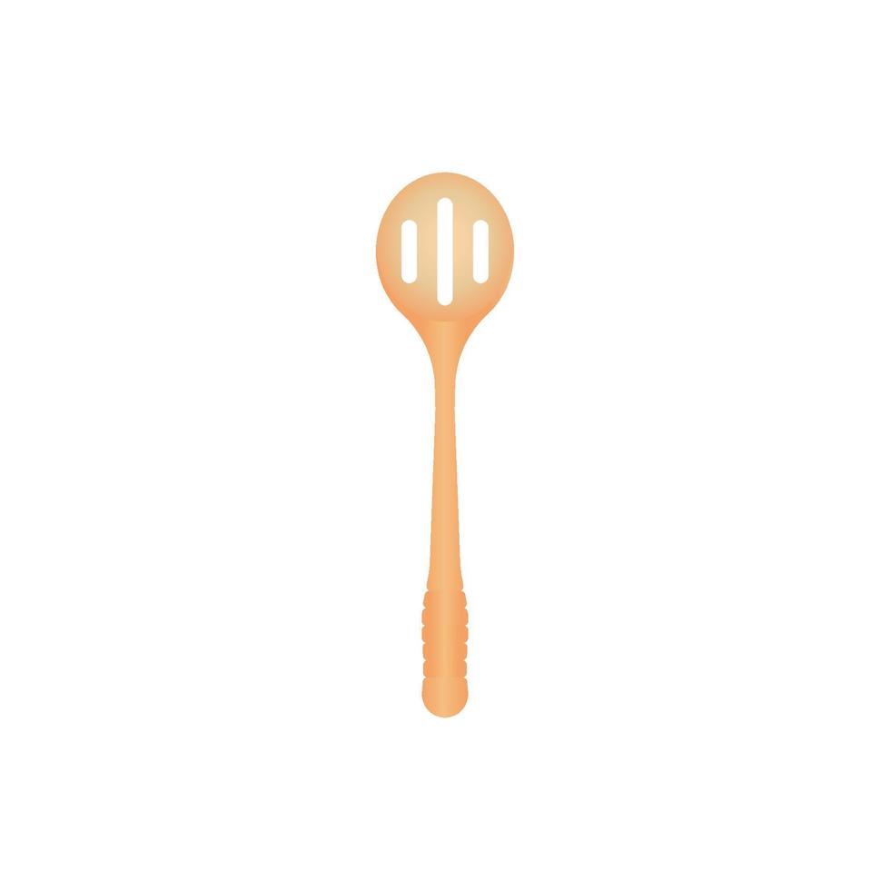 illustration vectorielle de spatule en bois arrondie isoaltée sur fond blanc. outil en bois naturel pour la cuisine et le barbecue. adapté à une maquette 3d réaliste. vecteur