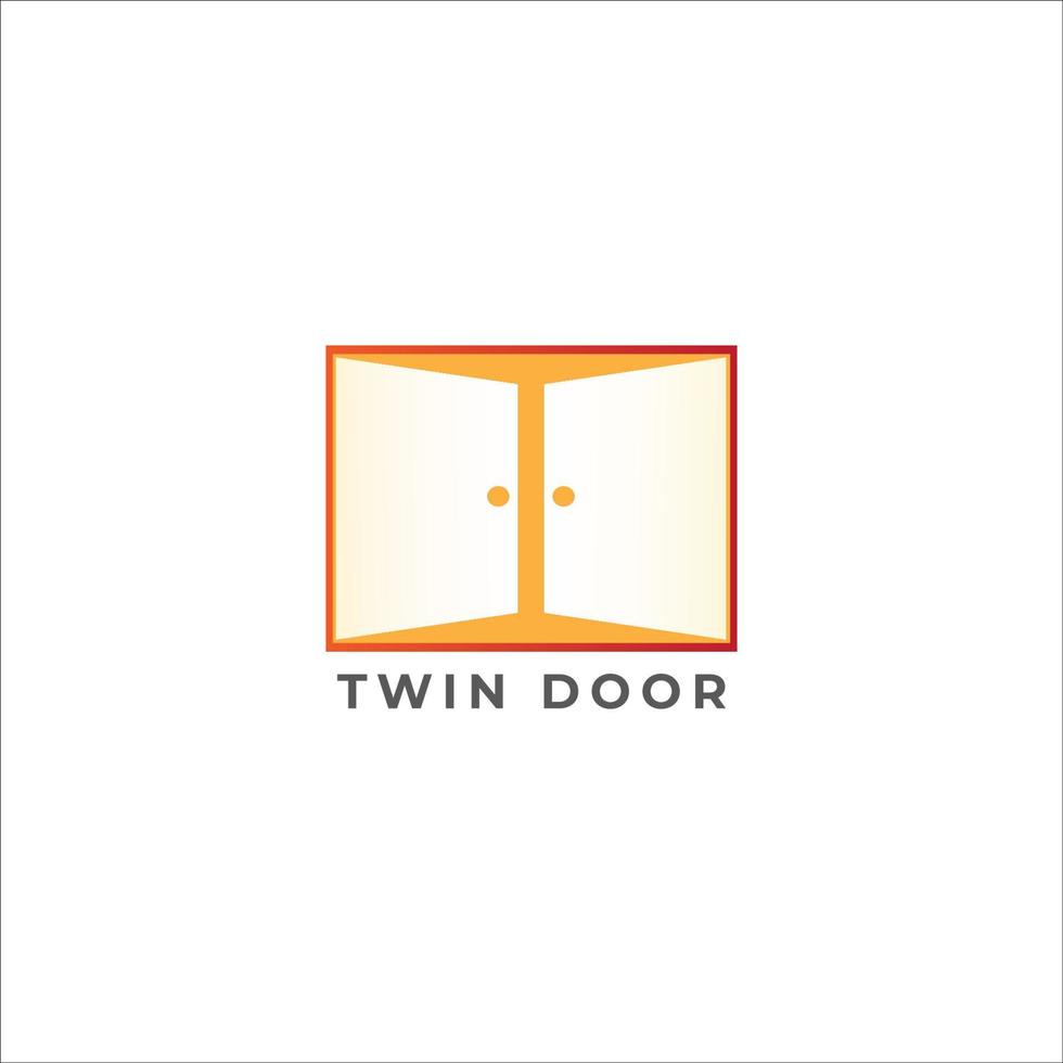 modèle de conception de logo de porte jumelle. concept de logo d'illustration de silhouette de porte. isolé sur fond blanc. vecteur
