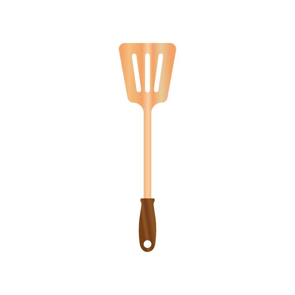 illustration vectorielle de spatule en bois isoalted sur fond blanc. outil en bois naturel pour la cuisine et le barbecue. adapté à une maquette réaliste 3d. vecteur