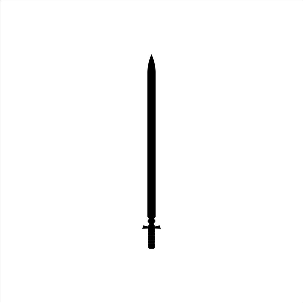 une épée isolée sur fond blanc. silhouette de conception d'arme ancienne épée militaire. illustration vectorielle, icône simple. poignards et couteaux tirés à la main. projet de fichier eps 10 vecteur