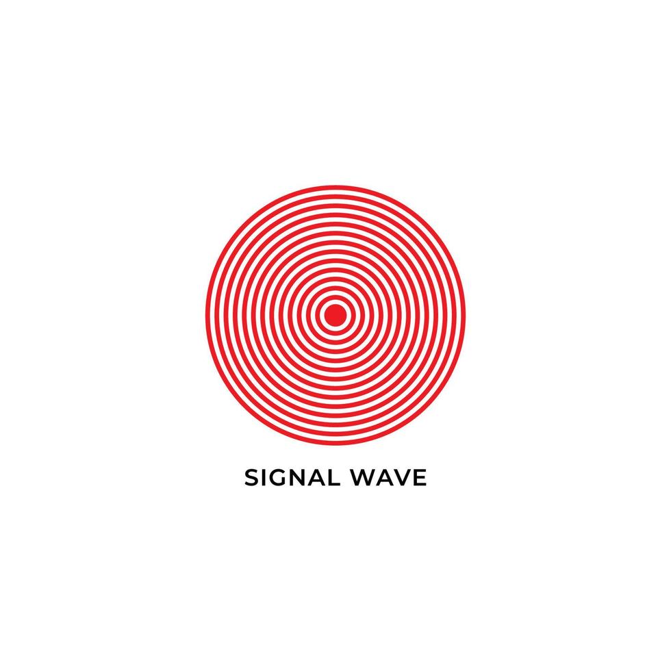 illustration vectorielle de propagation des ondes isolée sur fond blanc. modèle de conception d'icône de logo. thème de couleur rouge vecteur