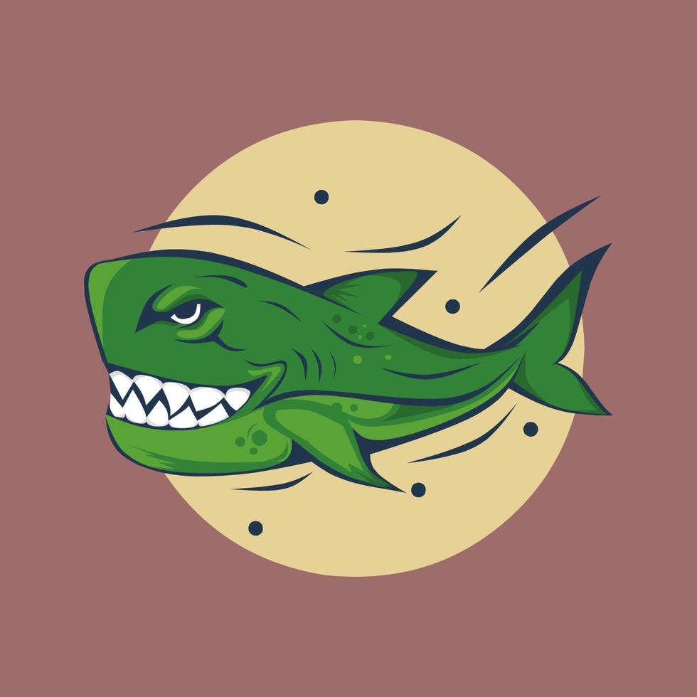 logo de requin ou illustration de symbole de couleur verte vecteur