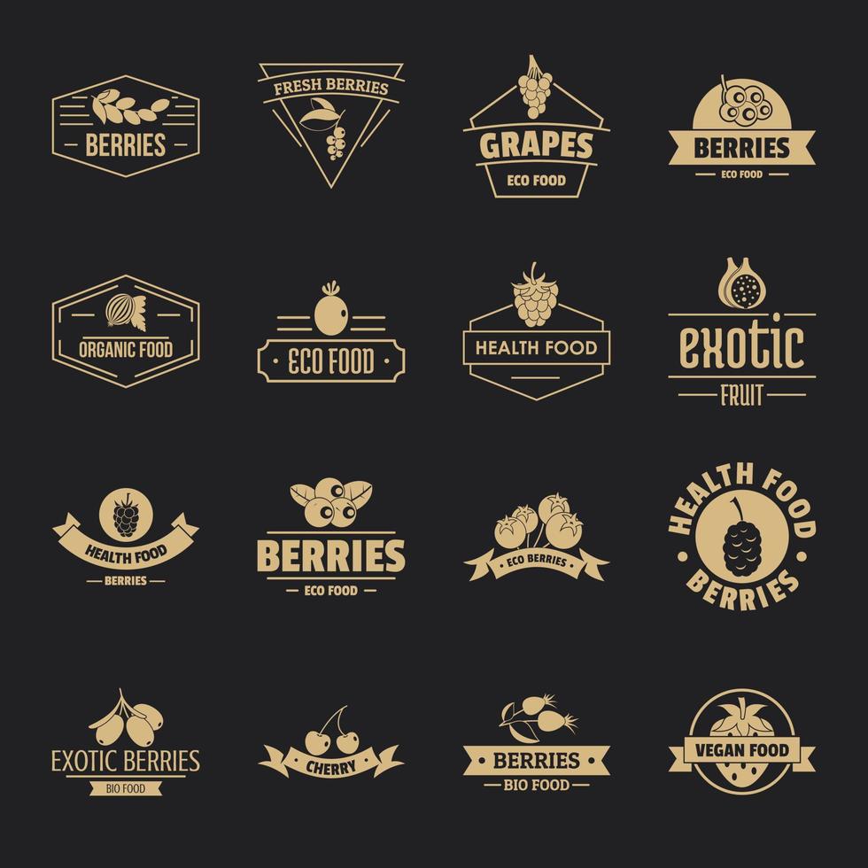 ensemble d'icônes de logo de baies, style simple vecteur