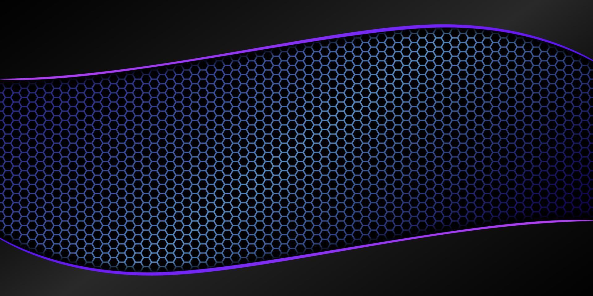 arrière-plan abstrait fond hexagonal en maille bleue avec rayures courbes grises avec bords violets. illustration vectorielle 3d vecteur