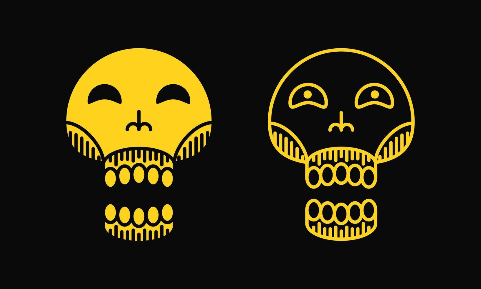 illustration de crâne. ligne, logotype simple et effrayant. jaune. adapté à la conception de logo, icône, symbole, emblème, signe ou t-shirt vecteur