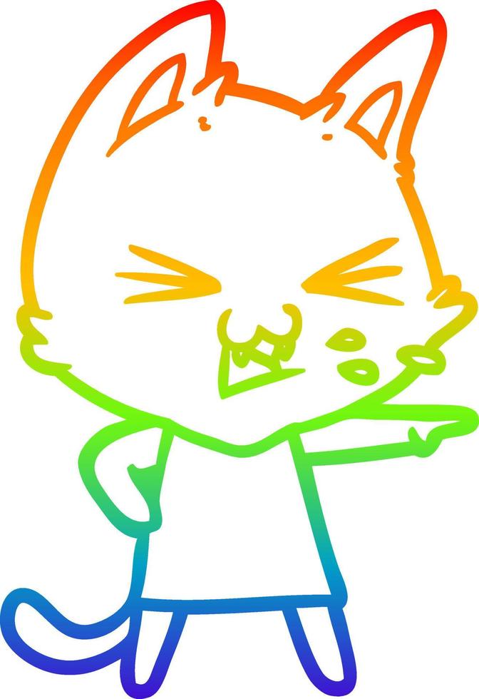 arc en ciel gradient ligne dessin dessin animé chat sifflement vecteur