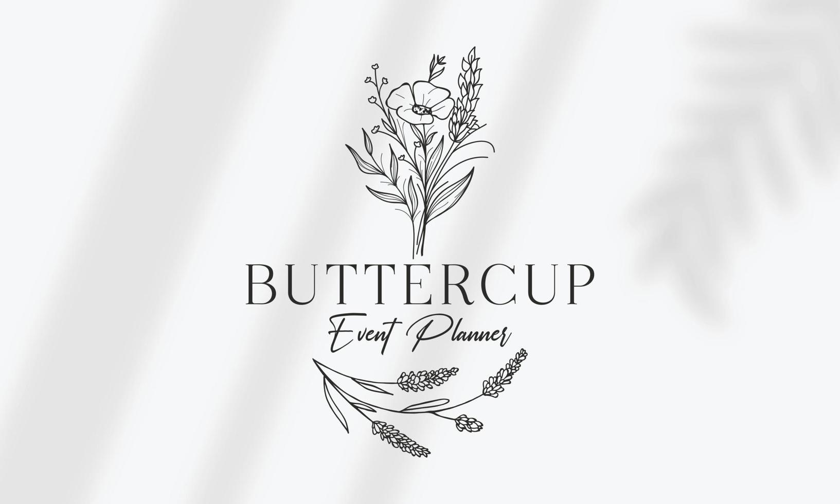 logo dessiné à la main d'élément floral botanique avec fleur et feuilles sauvages. logo pour spa et salon de beauté, boutique, magasin bio, mariage, designer floral, intérieur, photographie, cosmétique. vecteur