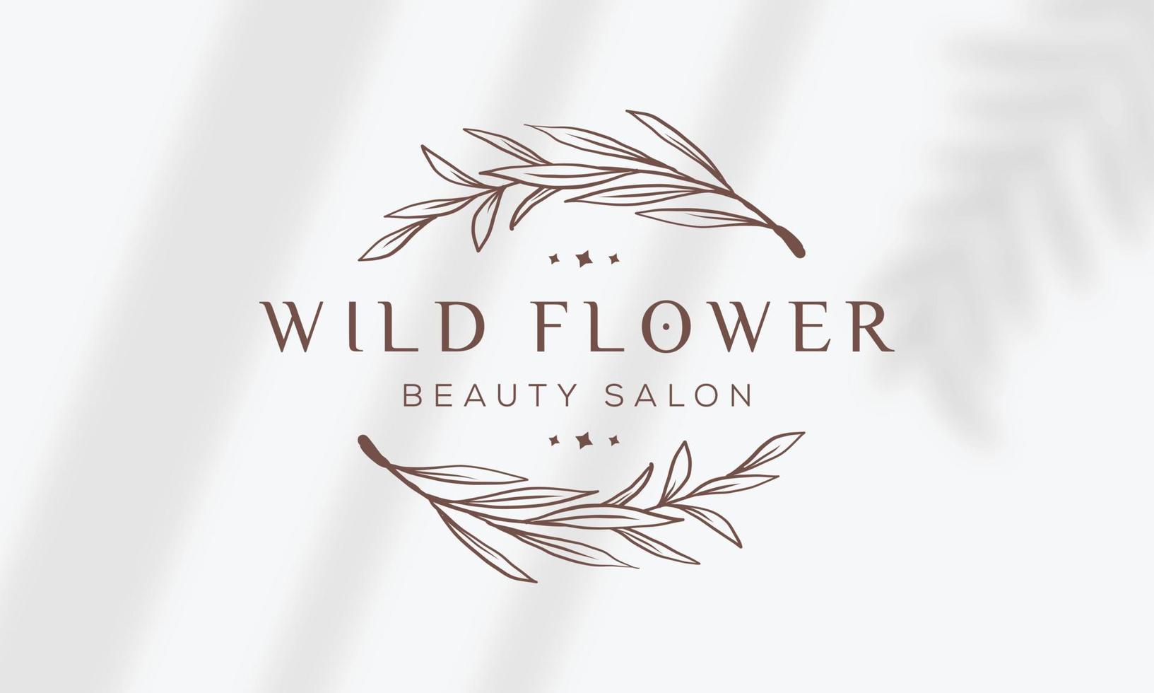 logo dessiné à la main d'élément floral botanique avec fleur et feuilles sauvages. logo pour spa et salon de beauté, boutique, magasin bio, mariage, designer floral, intérieur, photographie, cosmétique. vecteur