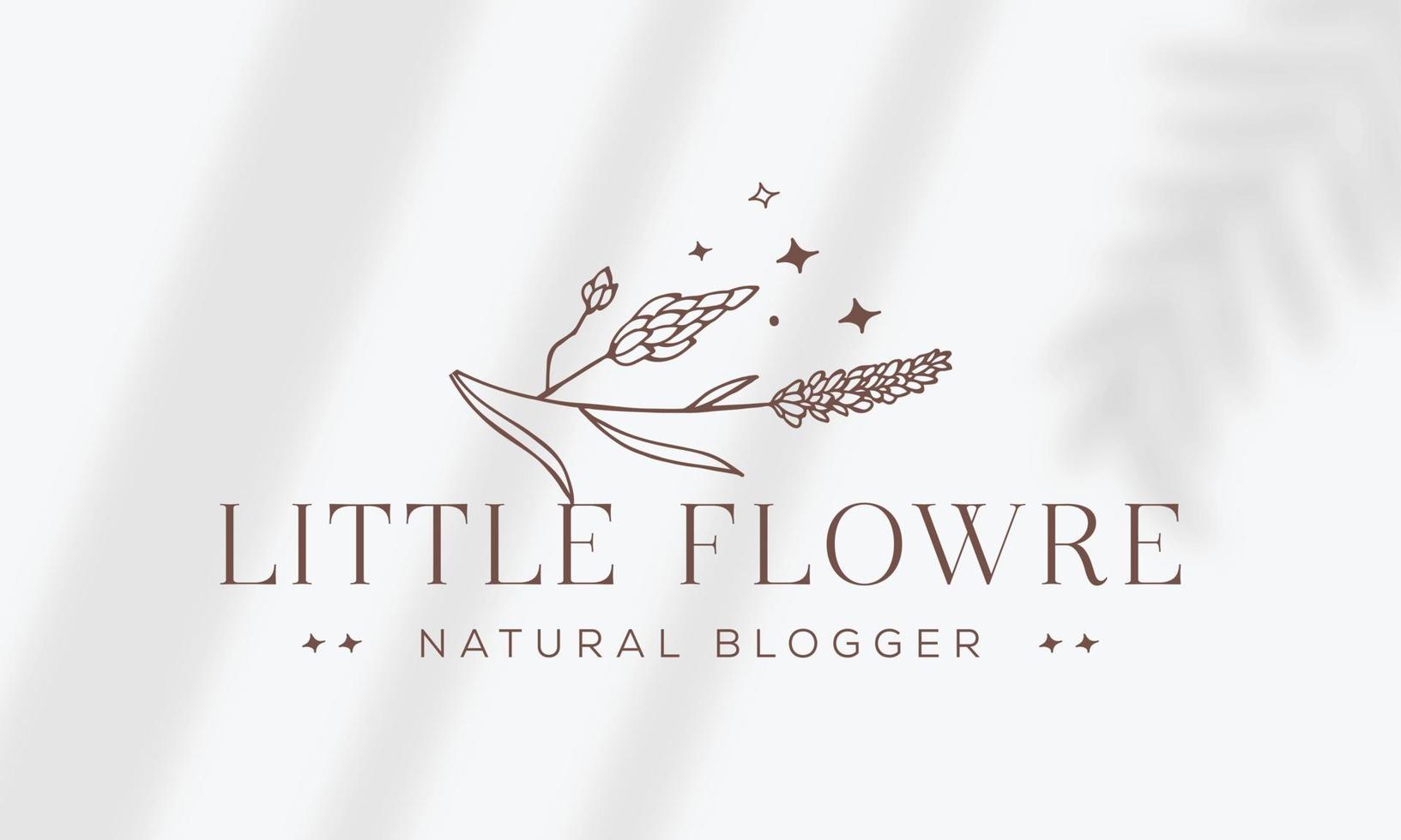 logo dessiné à la main d'élément floral botanique avec fleur et feuilles sauvages. logo pour spa et salon de beauté, boutique, magasin bio, mariage, designer floral, intérieur, photographie, cosmétique. vecteur