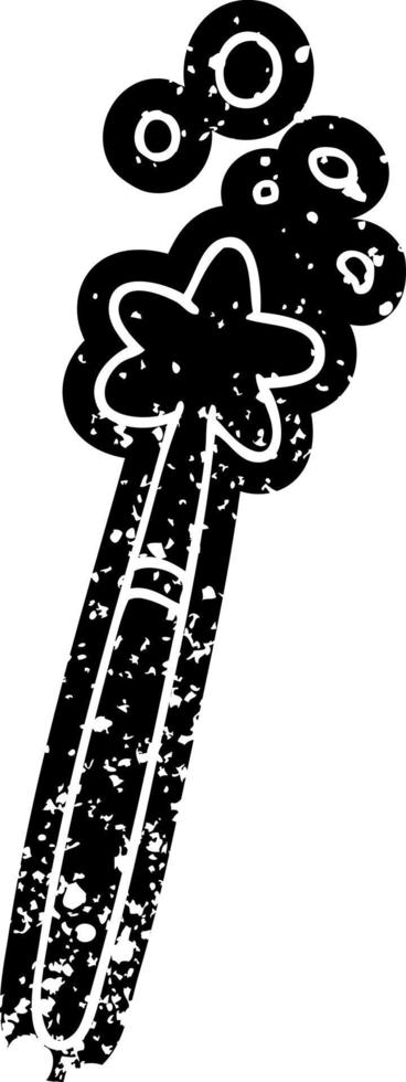 icône grunge dessin d'une baguette magique vecteur