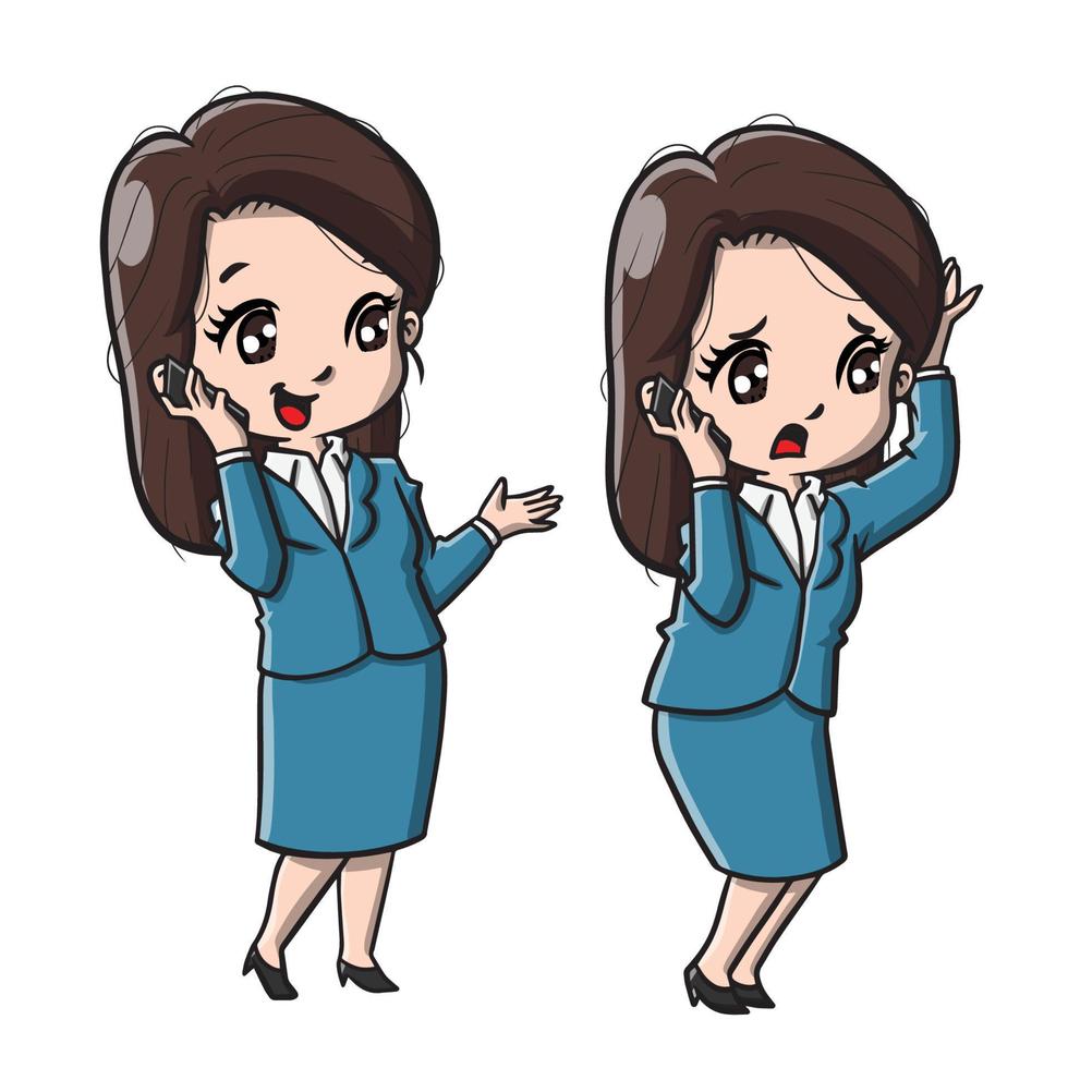 illustration vectorielle de dessin animé mignon femme d'affaires vecteur
