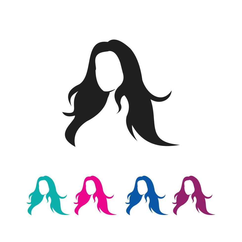 conception de silhouette de cheveux de fille vecteur