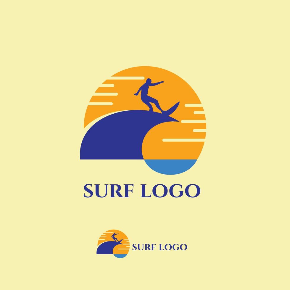 création de logo de surf plat vecteur