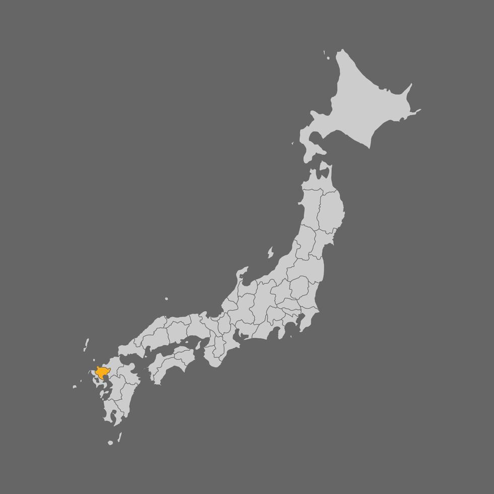 préfecture de saga mise en évidence sur la carte du japon vecteur