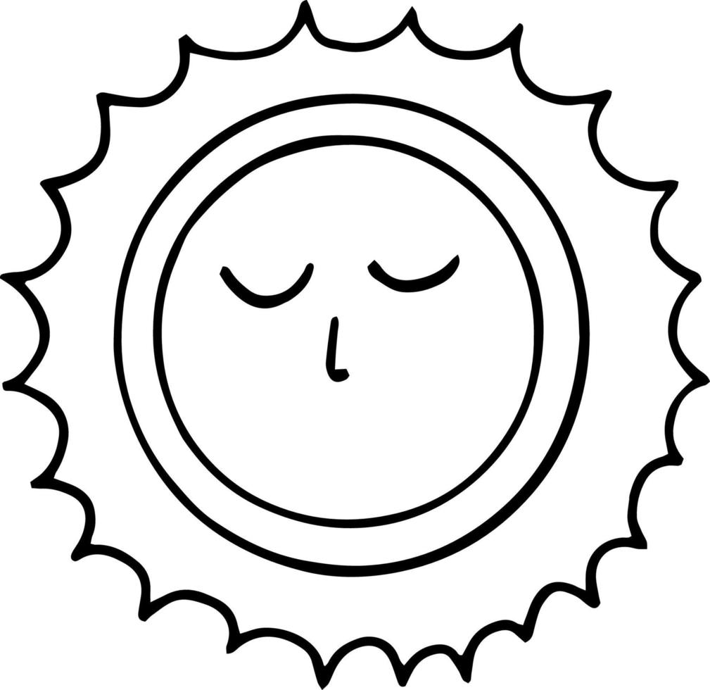 illustration du soleil endormi. dessiné à la main dans un style doodle vecteur