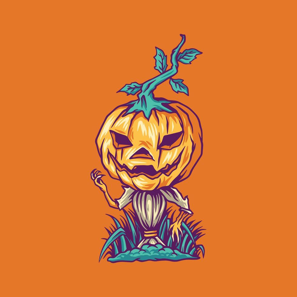 illustration effrayante de citrouille d'halloween vecteur