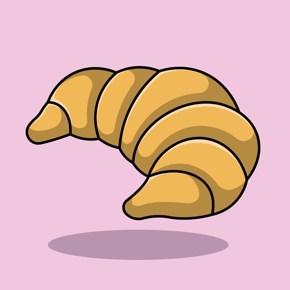 illustration d'icône vectorielle de dessin animé de pain croissant. concept d'icône de nourriture isolé vecteur premium.