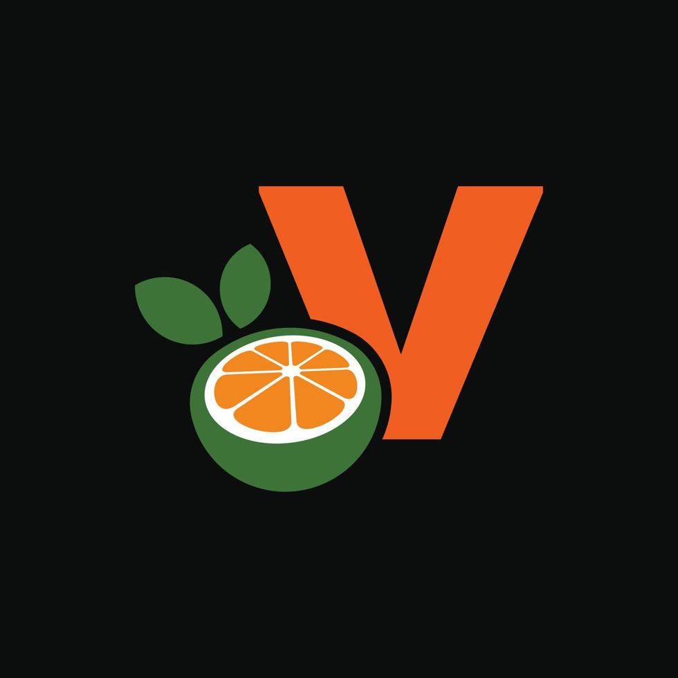 alphabet orange v logo vecteur