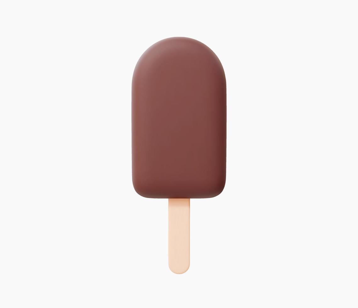 Illustration vectorielle 3D réaliste d'icône de crème glacée au chocolat. vecteur