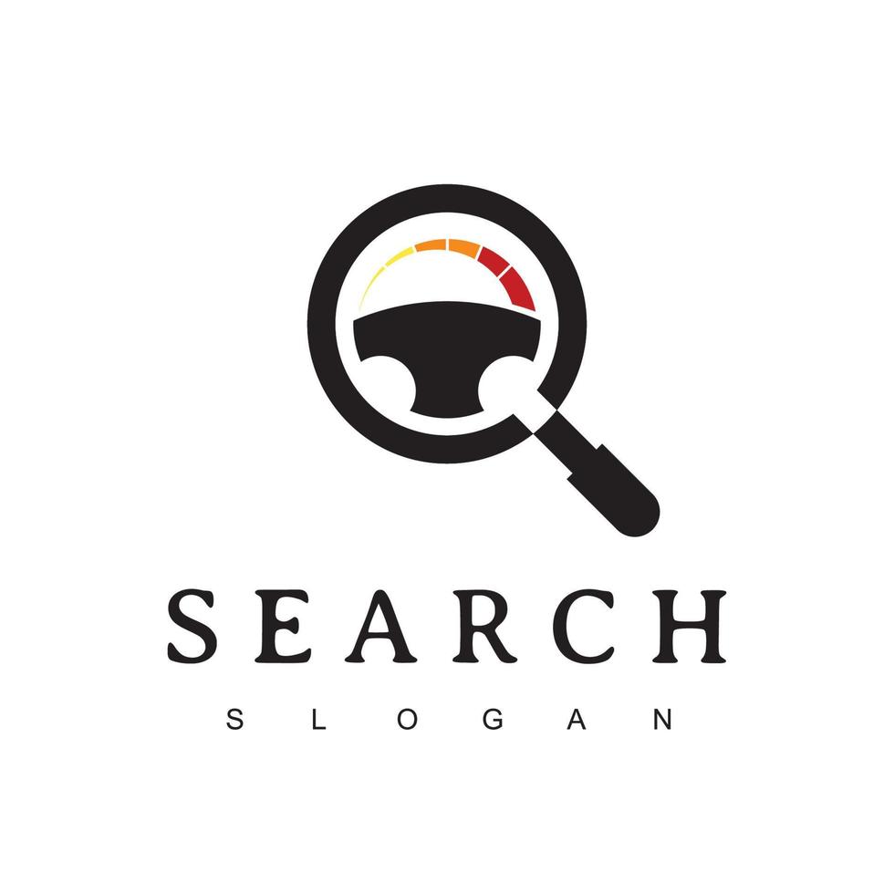logo de recherche de voiture, chauffeur en ligne et icône de location de voiture vecteur