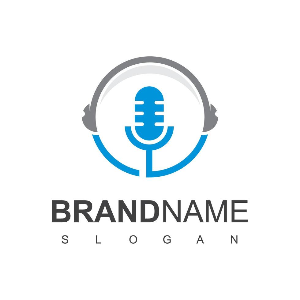 logo de microphone pour le symbole de l'entreprise de podcast vecteur